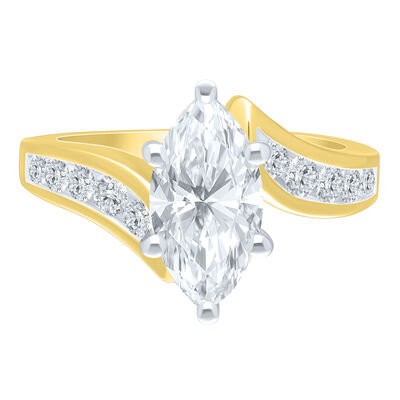 Marquise Lab Grown Diamond 2 1/2ctw. Channel Bypass Engagement Ring in 14k Two Tone Gold